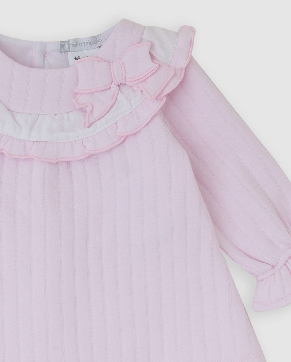 Tutto Piccolo roze baby set meisjes achterkant - jurk met ruffle kraag en broekje met ruffle details