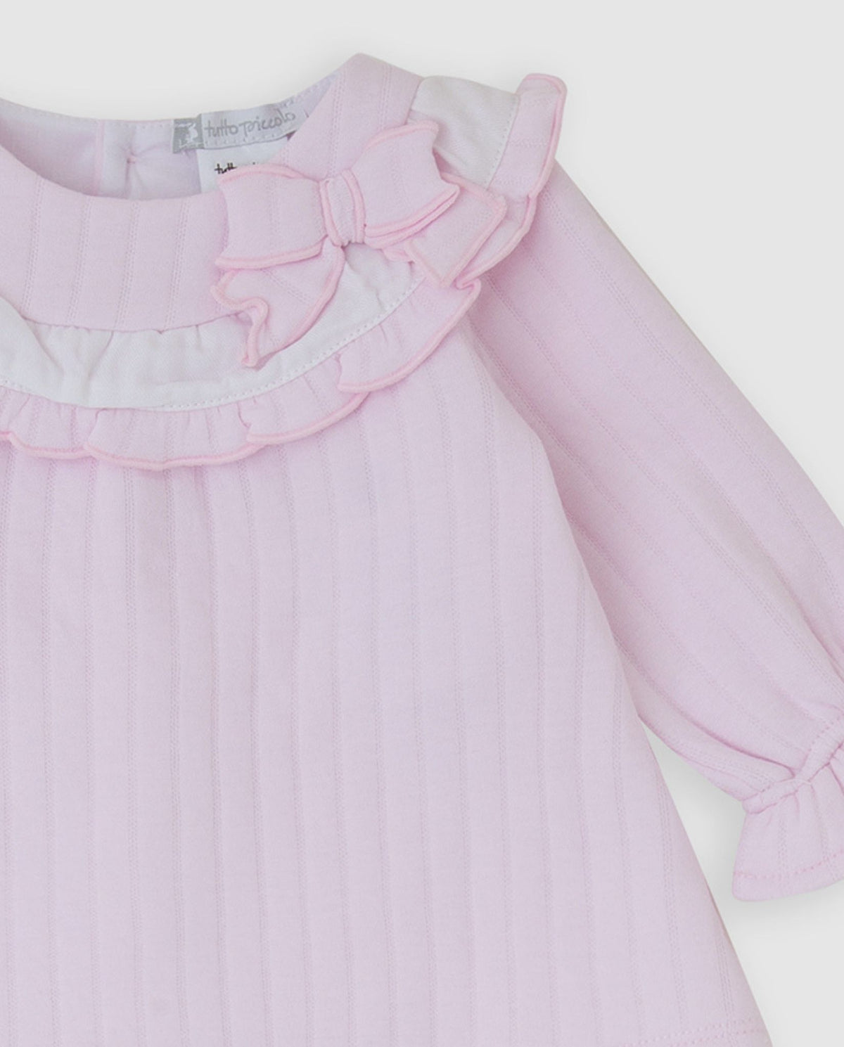 Tutto Piccolo roze baby set meisjes achterkant - jurk met ruffle kraag en broekje met ruffle details
