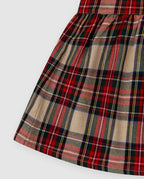 Tutto Piccolo 2-delige Tartan meisjes set zij-aanzicht - geruite Tartan rok met geplooide rok en rode maillot