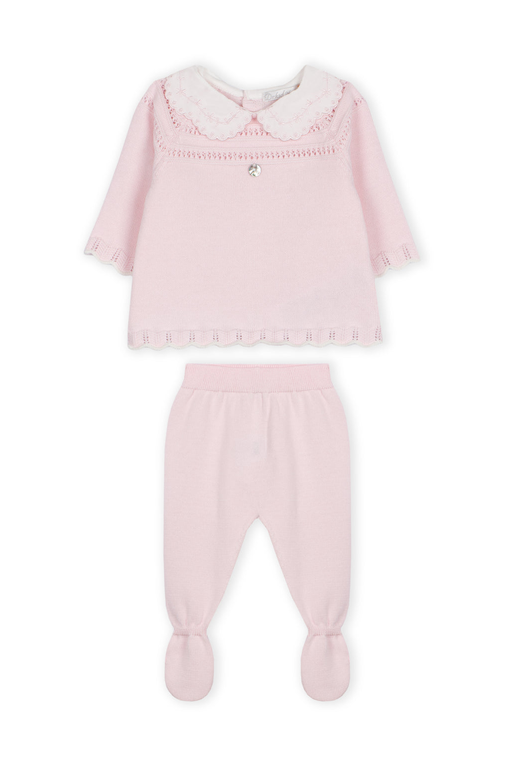 Dr. Kid newborn set roze met kraagje baby meisjes voorkant