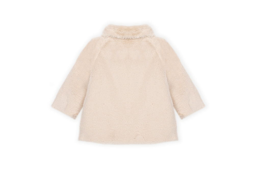 Pluche babyjas ecru faux fur kraag – achteraanzicht DK134