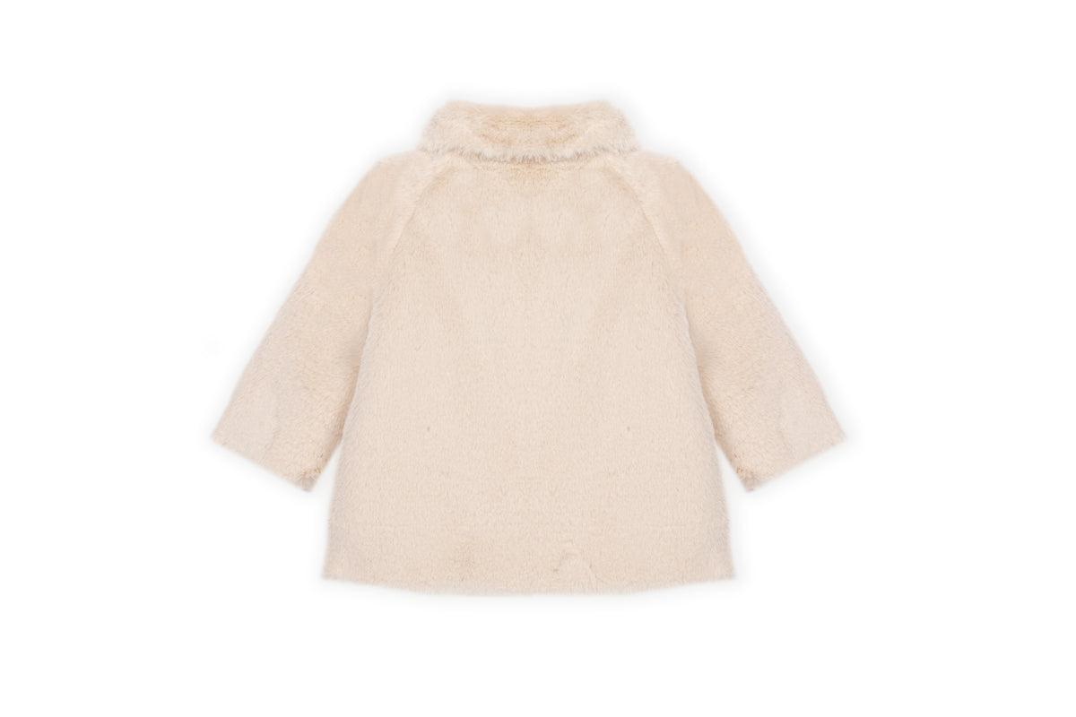 Pluche babyjas ecru faux fur kraag – achteraanzicht DK134
