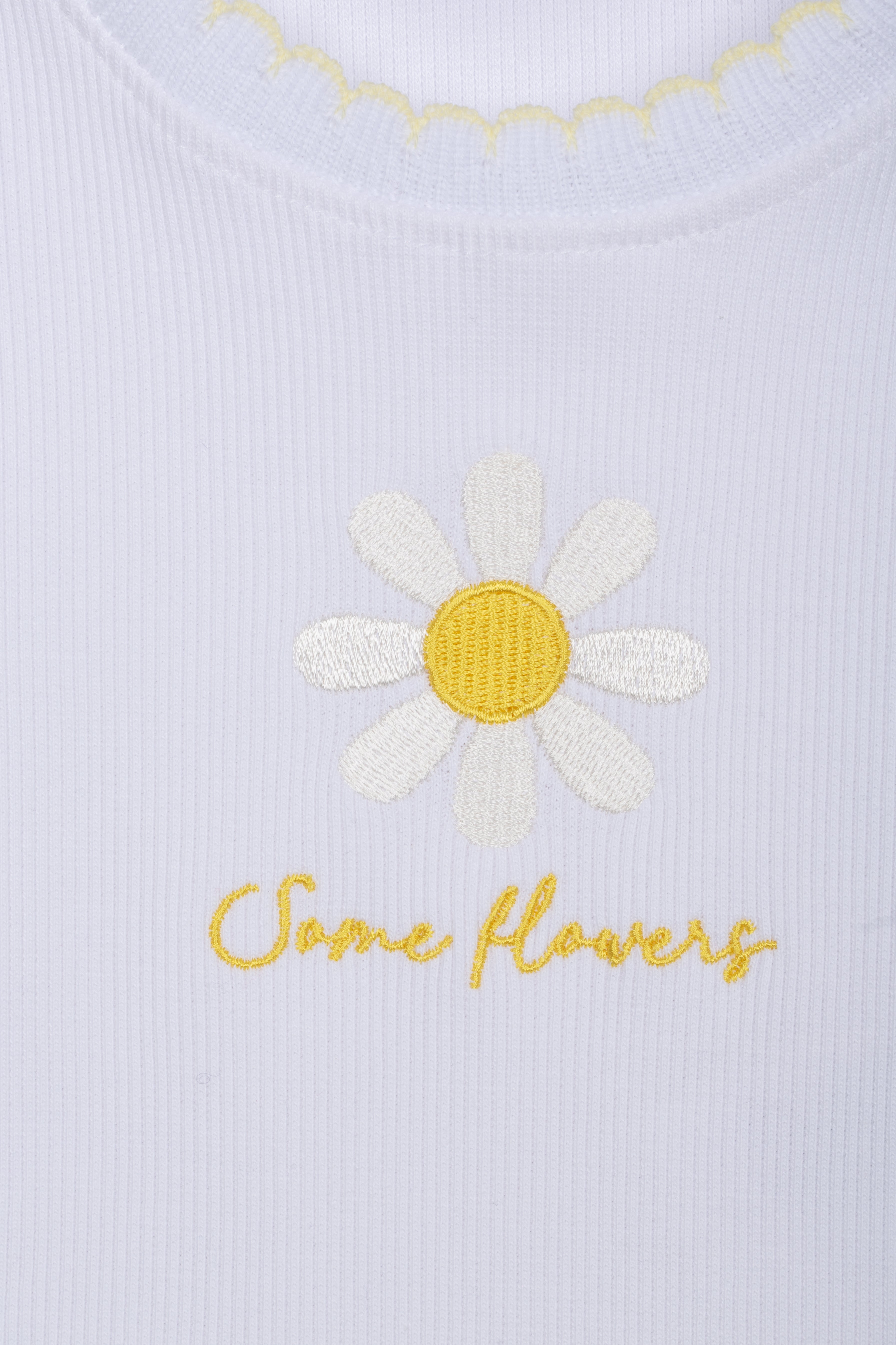 Top + korte broek madeliefje