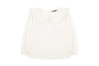 Wit ruffle t-shirt lange mouw meisjes - Dr. Kid DK330, geborduurd rufflesjaal