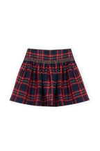 Geruite meisjesrok navy rood tartan – zij-/achteraanzicht