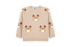 Dr. Kid gebreide trui beige met berenprint – voorkant, babykleding lange mouw