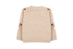 Dr. Kid gebreide trui beige – achterkant met knopen op schouder, berenprint