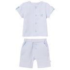 Sofija mousseline set Fabio blauw jongens 2-delig voorkant