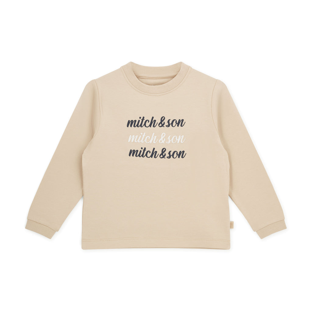 Mitch & Son Sweater Sutton Beige Voorkant – Drievoudig Logo Opdruk | Art. MS26412