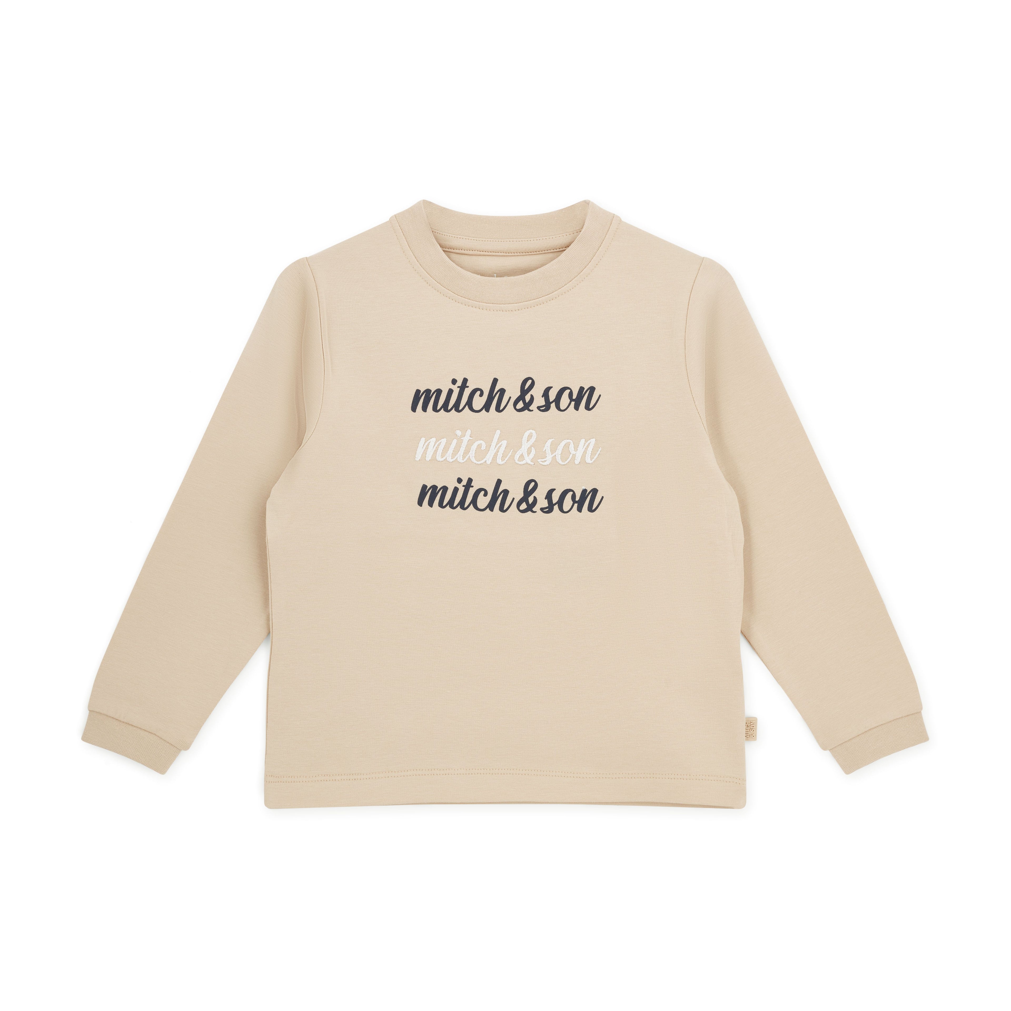 Mitch & Son Sweater Sutton Beige Voorkant – Drievoudig Logo Opdruk | Art. MS26412