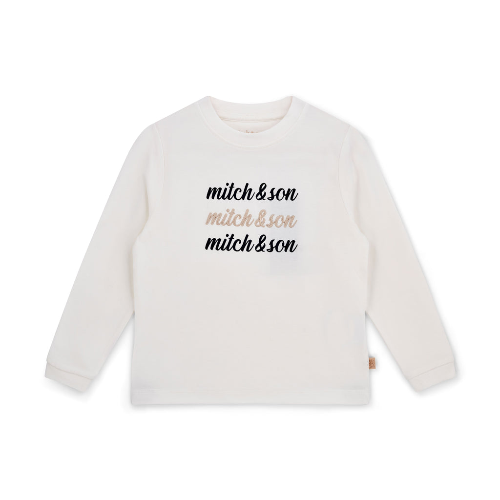 Mitch & Son Longsleeve Sutton Wit Voorkant – Drievoudig Logo Opdruk | Art. MS26412