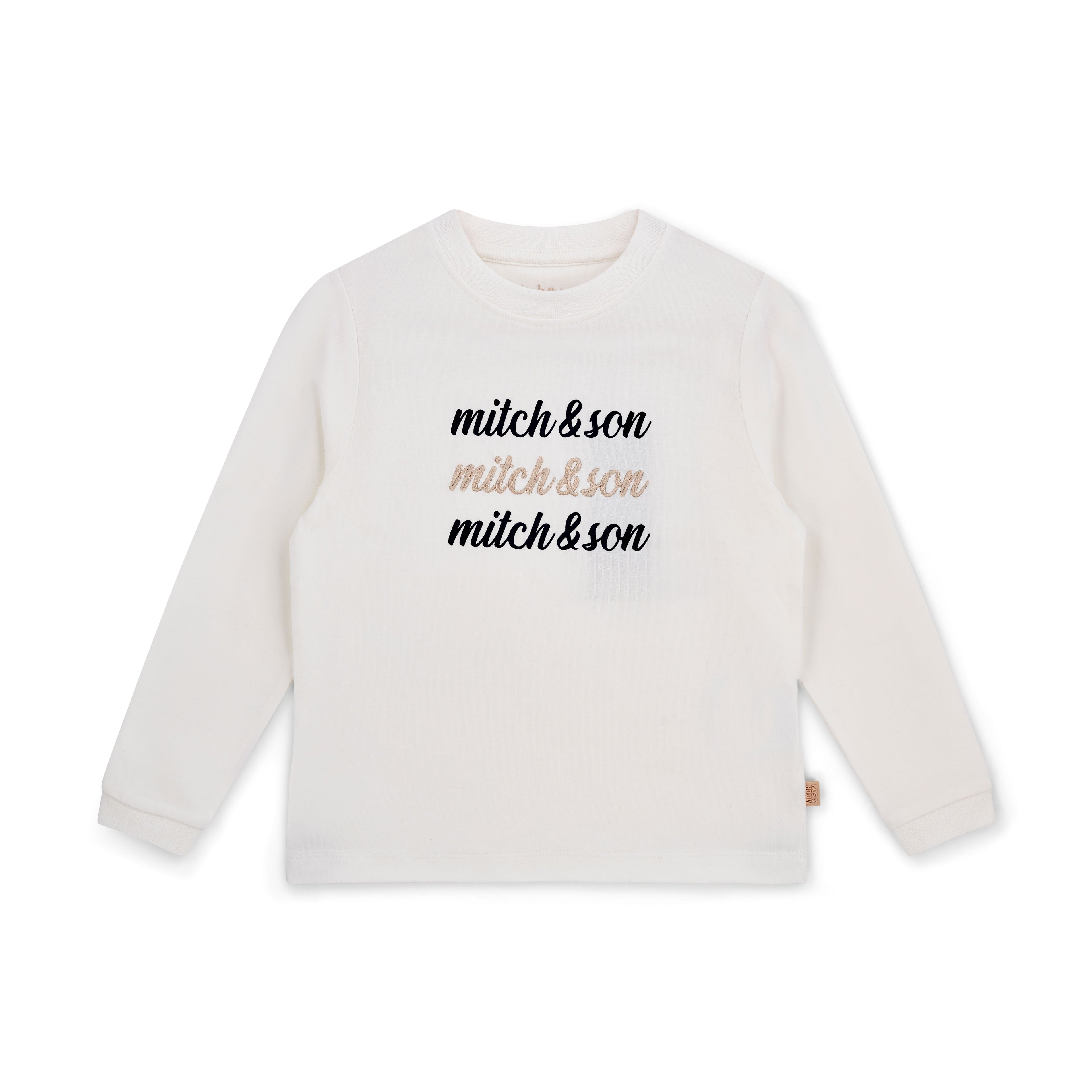 Mitch & Son Longsleeve Sutton Wit Voorkant – Drievoudig Logo Opdruk | Art. MS26412