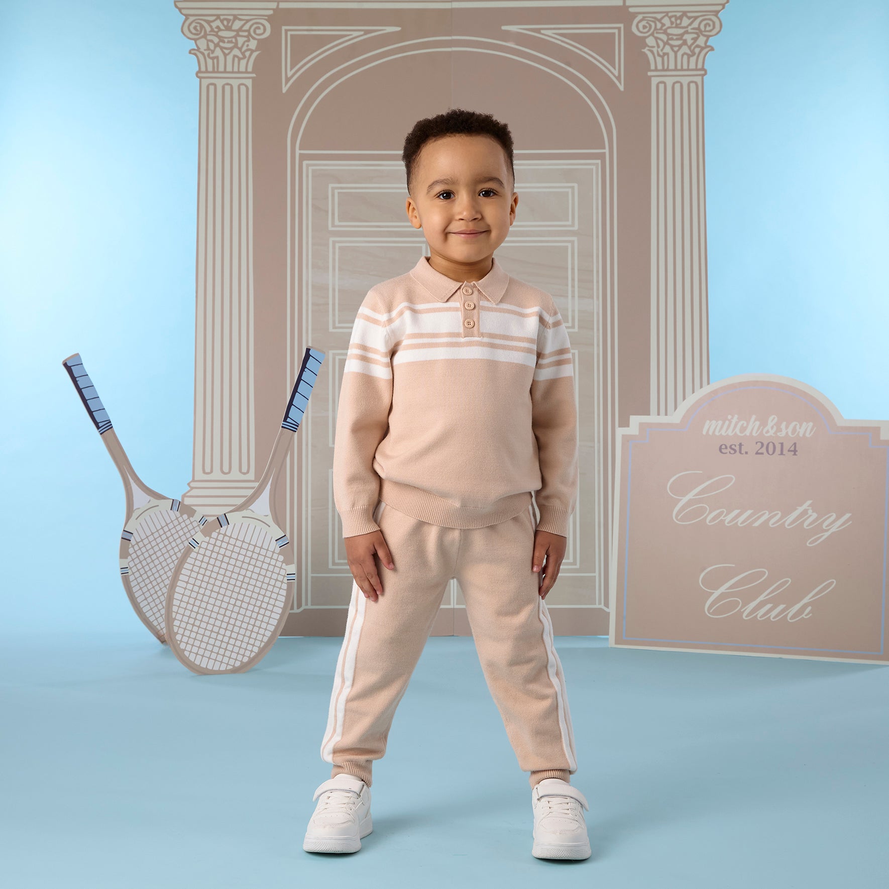 Mitch & Son 2-delige Set Travis Beige Jongens – Country Club Campagnefoto | Art. MS26421 | Jeetje Miena