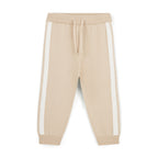 Mitch & Son Joggingbroek Travis Beige Voorkant – Witte Zijstrepen & Trekkoord | Art. MS26421