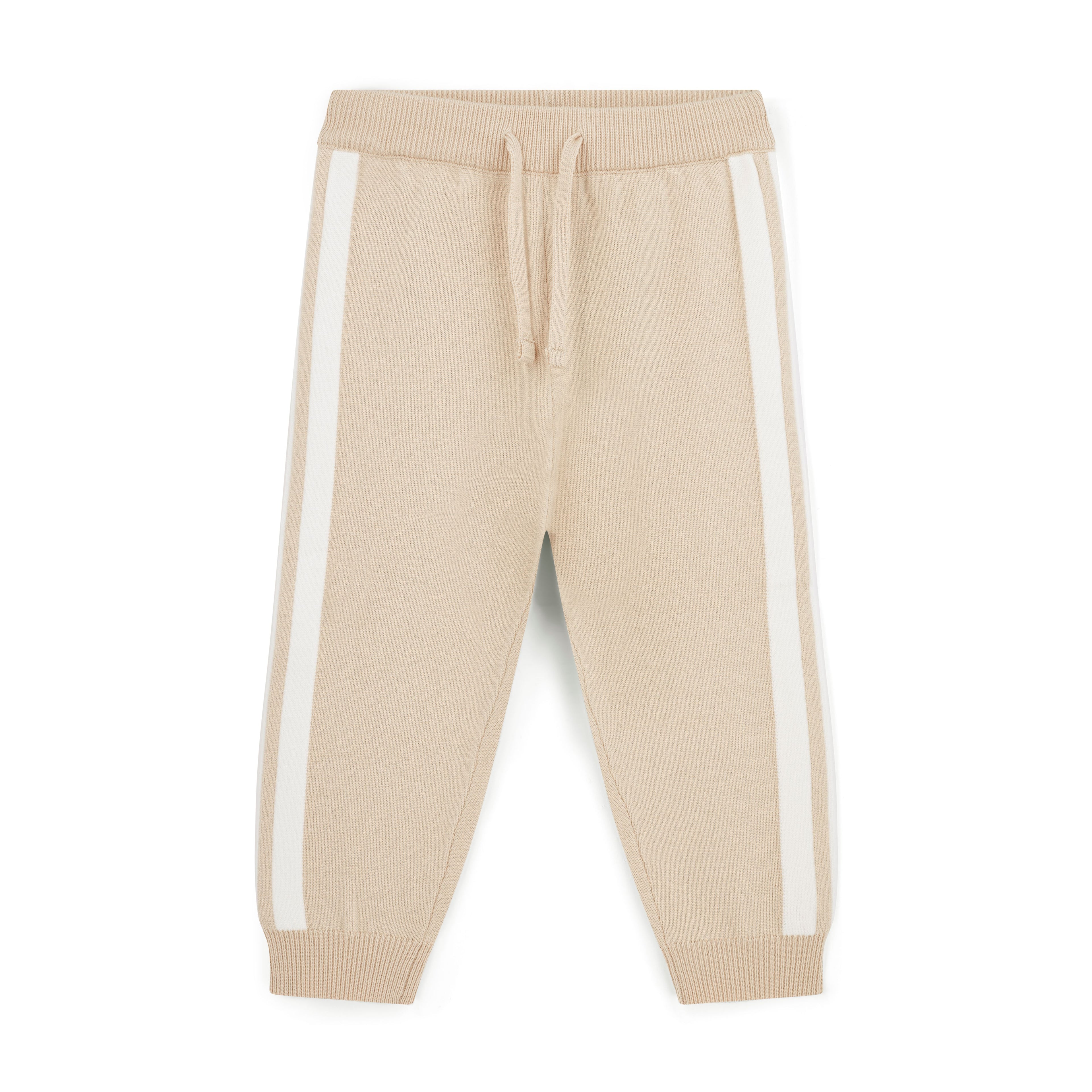 Mitch & Son Joggingbroek Travis Beige Voorkant – Witte Zijstrepen & Trekkoord | Art. MS26421