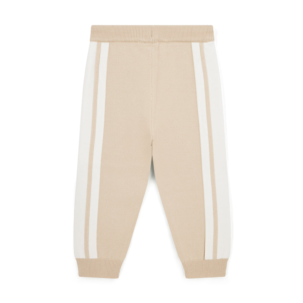 Mitch & Son Joggingbroek Travis Beige Achterkant – Witte Zijstrepen | Art. MS26421