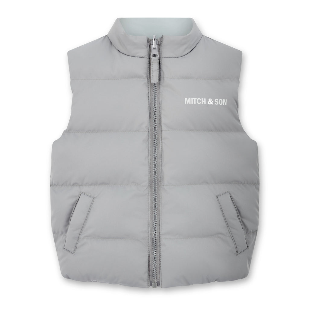 Mitch & Son Bodywarmer Tristan Grijs Voorkant – Gewatteerd, Rits & Logo | Art. MS26503