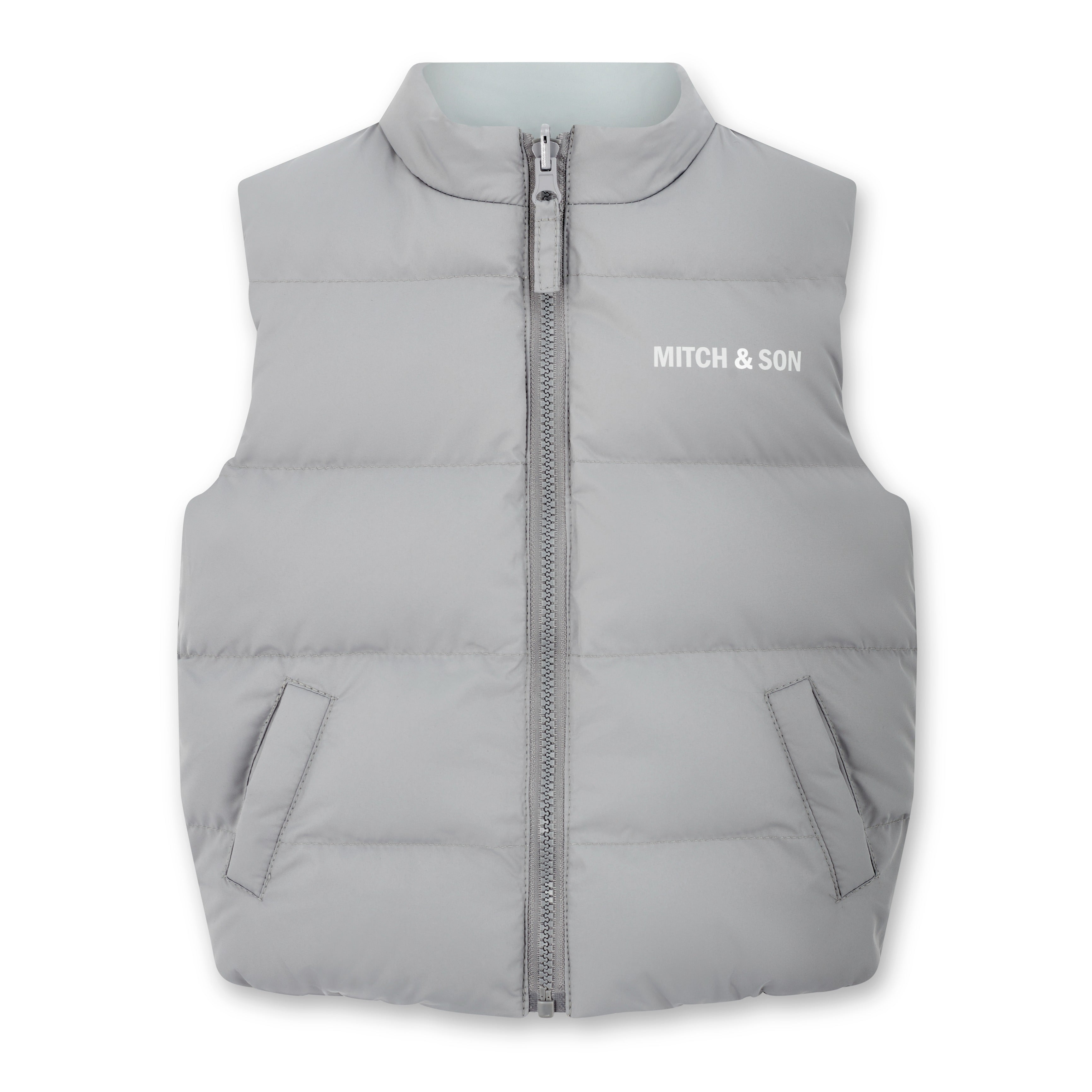 Mitch & Son Bodywarmer Tristan Grijs Voorkant – Gewatteerd, Rits & Logo | Art. MS26503