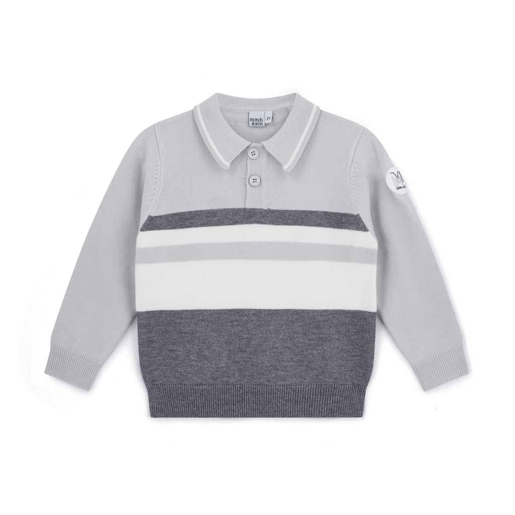 Mitch & Son Polo-trui Tighe Grijs Voorkant – Kleurblok & M-badge | Art. MS26518