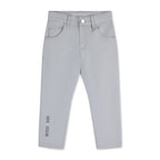 Lichtgrijze Mitch & Son Trace broek voor jongens met knoopsluiting, voorzakken en logo op de broekspijp, art. MS26520