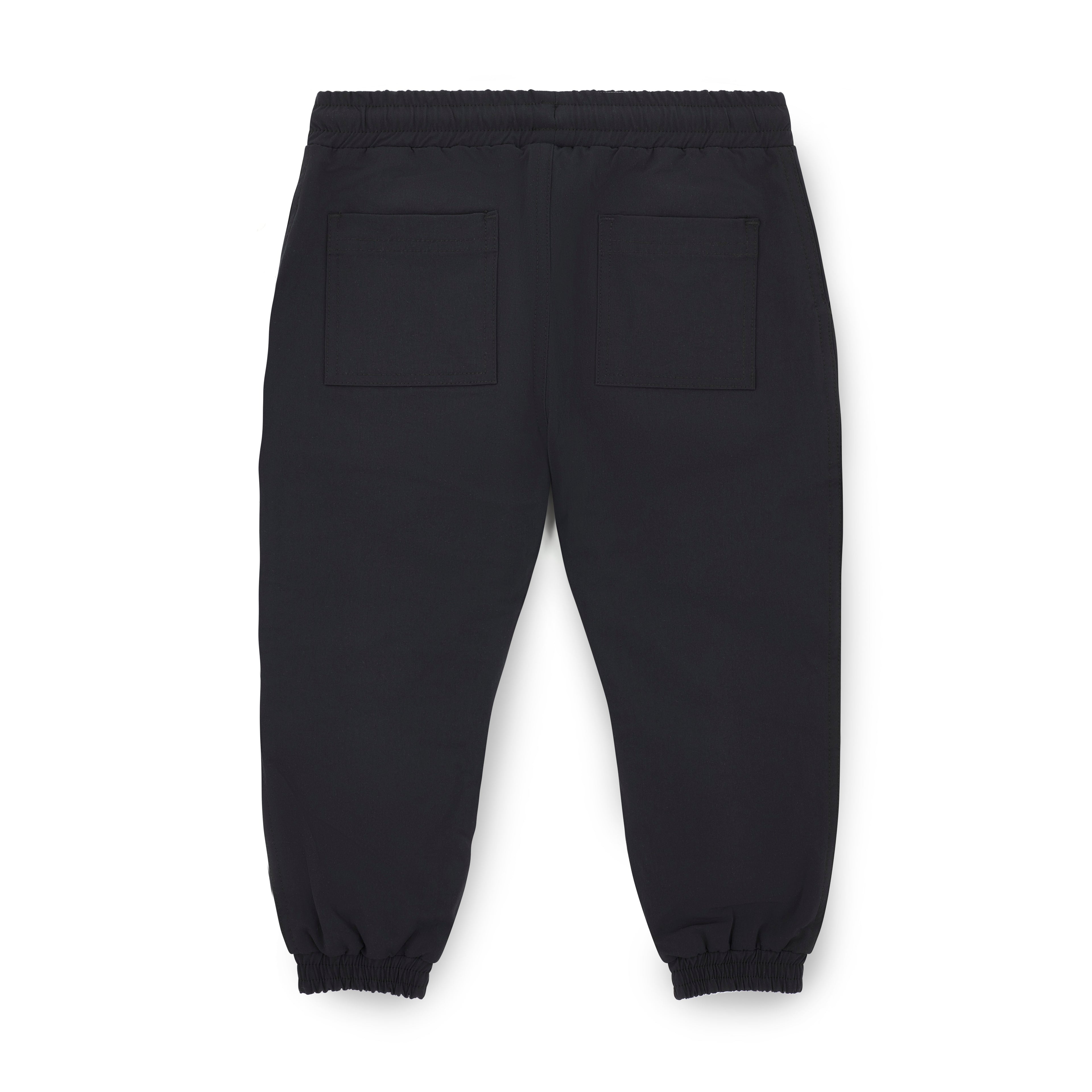Achterkant navy joggingbroek Waleed van Mitch & Son met patchzakken en geribbelde manchetten, art. MS26614