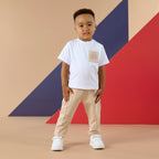 Mitch&Son T-shirt Patrick jongens wit met pocket voorkant