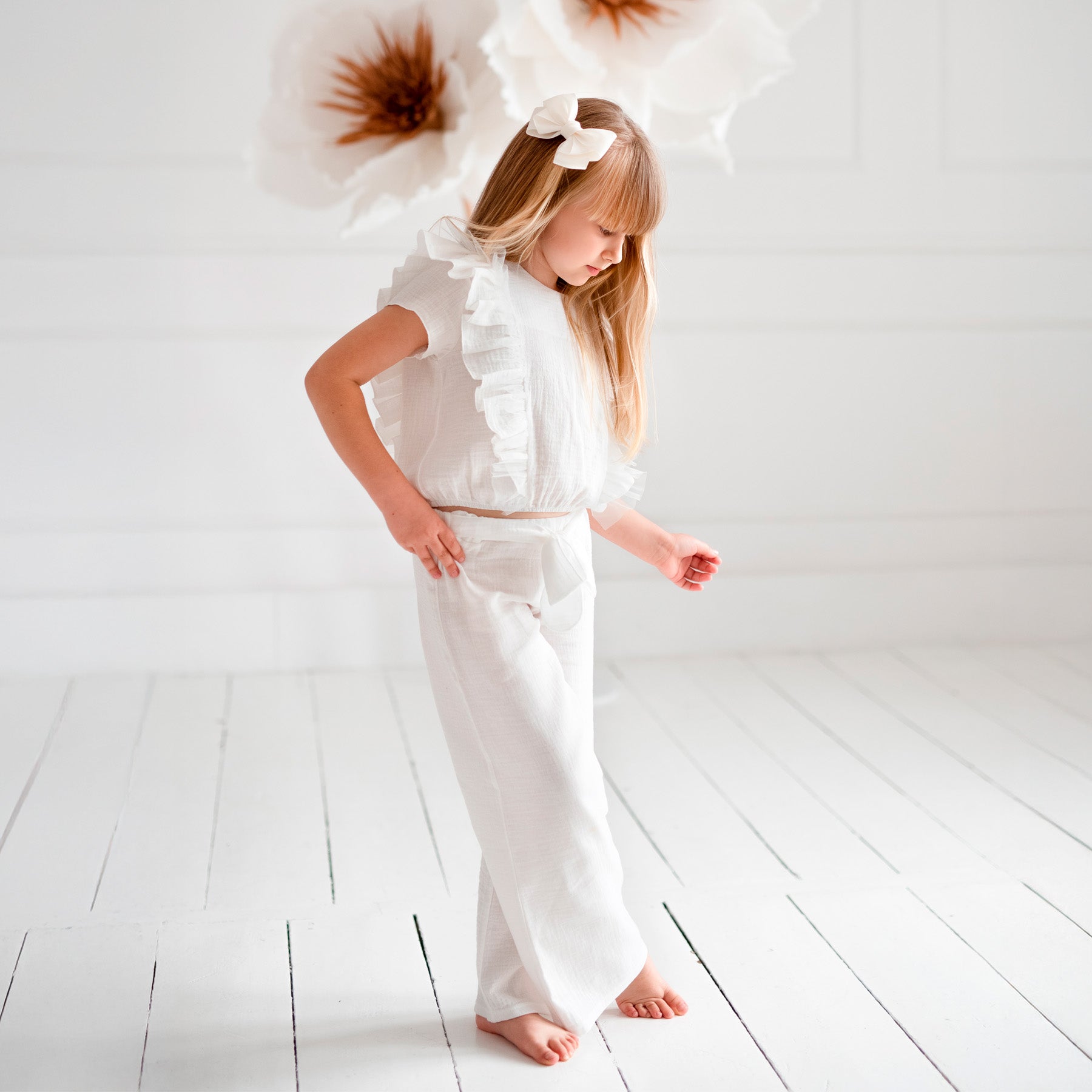 Set Vanessa top + broek ivoor wit