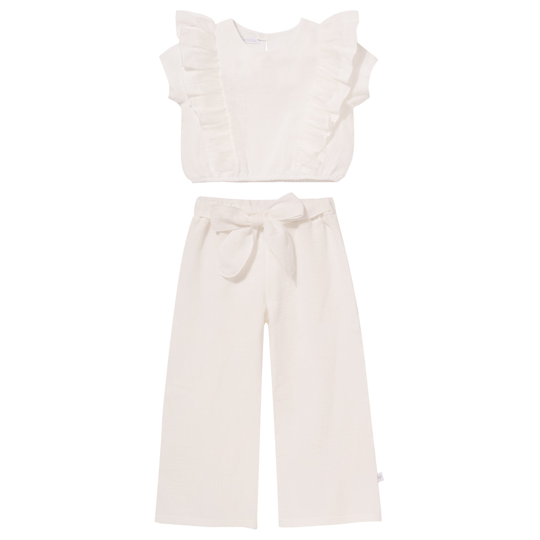 Set Vanessa top + broek ivoor wit